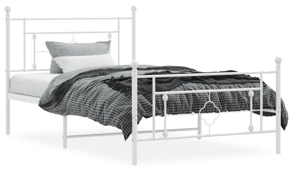 Metalni okvir kreveta uzglavlje i podnožje bijeli 107x203 cm - Bijela / 107 x 203 cm