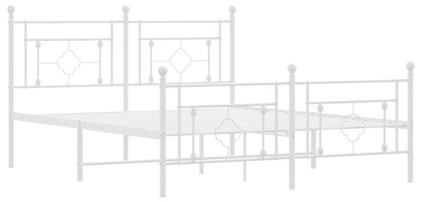 Metalni okvir kreveta uzglavlje i podnožje bijeli 160x200 cm - Bijela / 160 x 200 cm