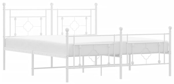 Metalni okvir kreveta uzglavlje i podnožje bijeli 160x200 cm - Bijela / 160 x 200 cm