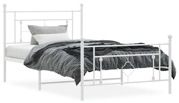 Metalni okvir kreveta uzglavlje i podnožje bijeli 107x203 cm - Bijela / 107 x 203 cm