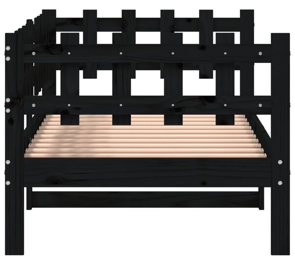 Dnevni ležaj crni 80 x 200 cm od masivne borovine - Crna / 80 x 200 cm