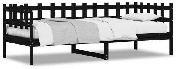 Dnevni ležaj crni 80 x 200 cm od masivne borovine - Crna / 80 x 200 cm