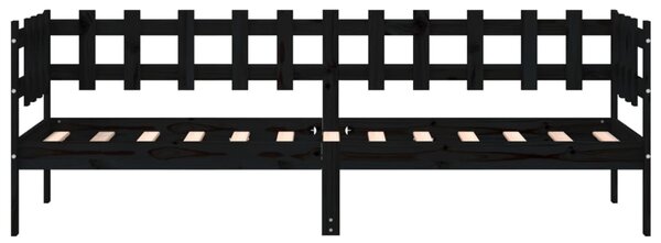 Dnevni ležaj crni 80 x 200 cm od masivne borovine - Crna / 80 x 200 cm