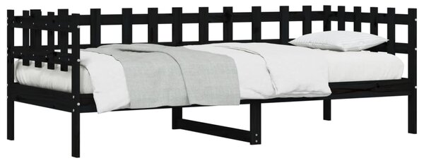 Dnevni ležaj crni 80 x 200 cm od masivne borovine - Crna / 80 x 200 cm
