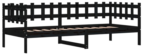 Dnevni ležaj crni 80 x 200 cm od masivne borovine - Crna / 80 x 200 cm