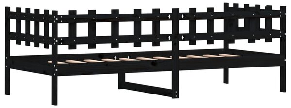 Dnevni ležaj crni 80 x 200 cm od masivne borovine - Crna / 80 x 200 cm