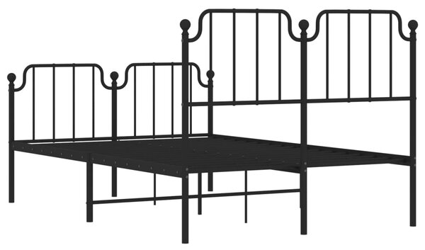 Metalni okvir kreveta s uzglavljem i podnožjem crni 120x200 cm - Crna / 120 x 200 cm