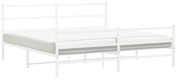 Metalni okvir kreveta uzglavlje i podnožje bijeli 193 x 203 cm - Bijela / 193 x 203 cm