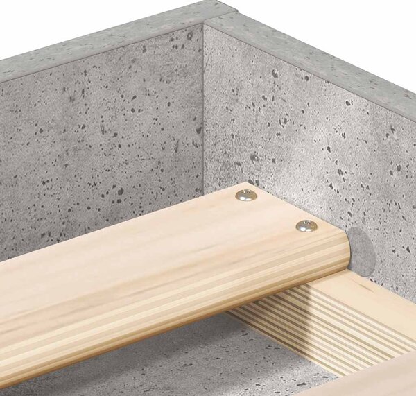 Okvir kreveta siva boja betona 150 x 200 cm veliki bračni - Siva / 150 x 200 cm