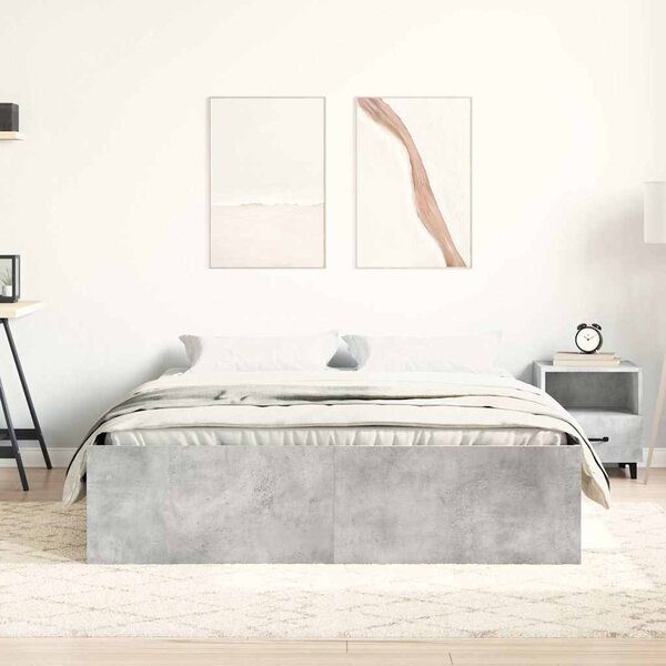Okvir kreveta siva boja betona 150 x 200 cm veliki bračni - Siva / 150 x 200 cm