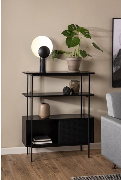 Crna biblioteka u dekoru jasena s kliznim vratima 94x114 cm Angus – Actona