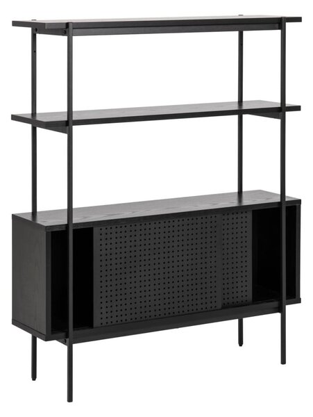 Crna biblioteka u dekoru jasena s kliznim vratima 94x114 cm Angus – Actona