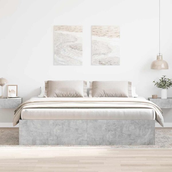 Okvir kreveta siva boja betona 180 x 200 cm veliki bračni - Siva / 180 x 200 cm