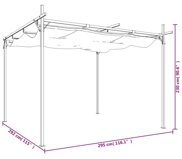Pergola s pomičnim krovom krem 295 x 292 x 230 cm - Krema / 295 x 292 x 230 cm