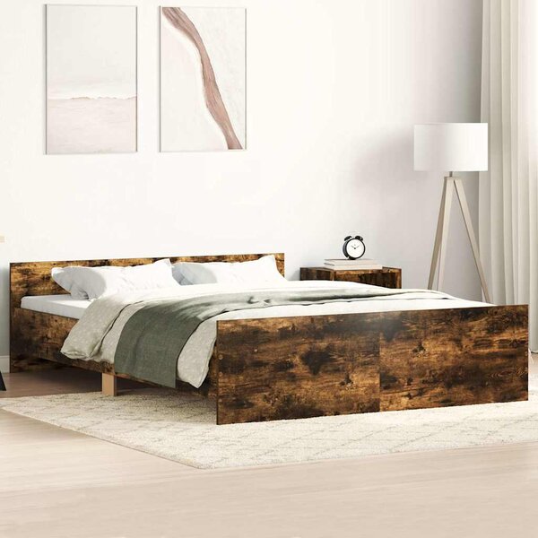 Okvir kreveta s uzglavljem i podnožjem boja hrasta 140 x 200 cm - Smeđa / 140 x 200 cm