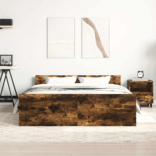 Okvir kreveta s uzglavljem i podnožjem boja hrasta 140 x 200 cm - Smeđa / 140 x 200 cm