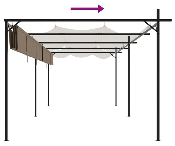 Pergola s pomičnim krovom smeđesiva 589x292x230 cm - Tupe / 589 x 292 x 230 cm