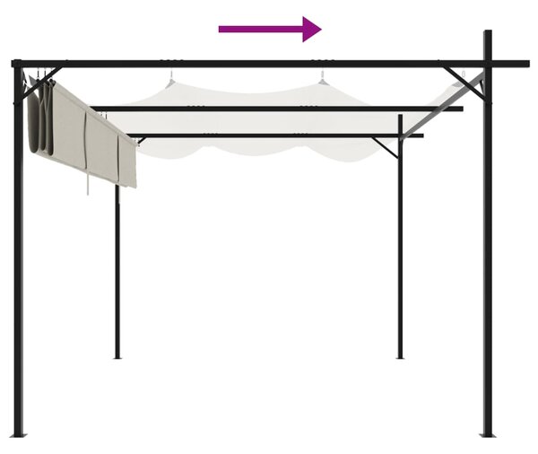 Pergola s pomičnim krovom krem 295 x 292 x 230 cm - Krema / 295 x 292 x 230 cm