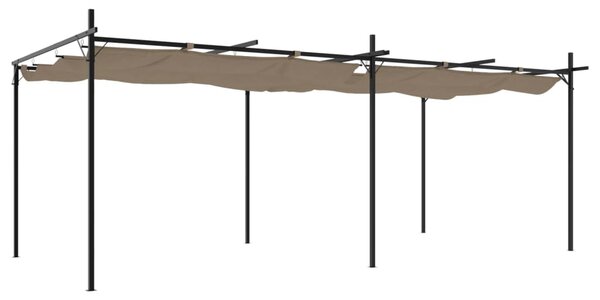 Pergola s pomičnim krovom smeđesiva 589x292x230 cm - Tupe / 589 x 292 x 230 cm