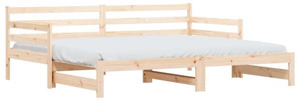 Dnevni krevet na razvlačenje 90 x 200 cm od masivne borovine - Smeđa / 90 x 200 cm