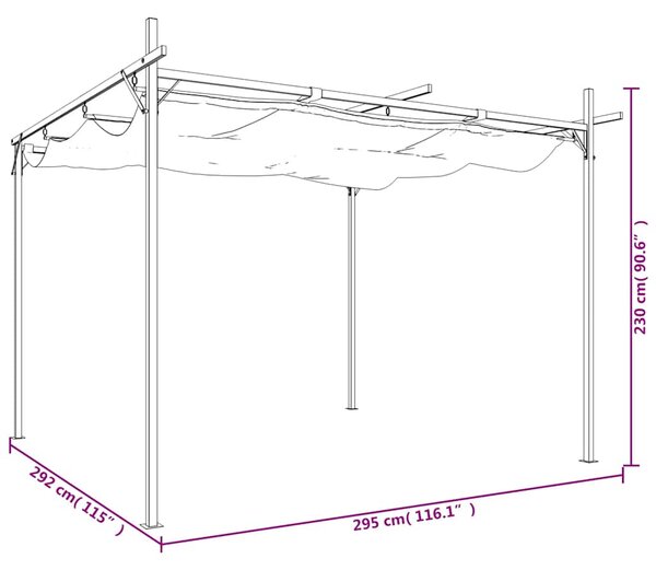 Pergola s pomičnim krovom antracit 295 x 292 x 230 cm - Antracitno siva / 295 x 292 x 230 cm