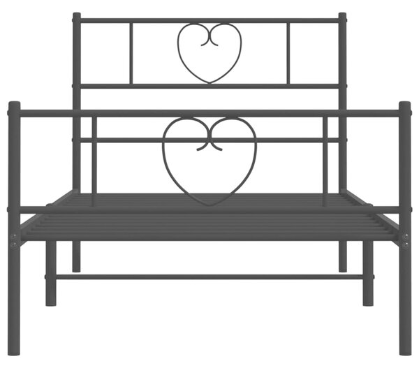 Metalni okvir kreveta uzglavlje i podnožje crni 90x190 cm - Crna / 90 x 190 cm