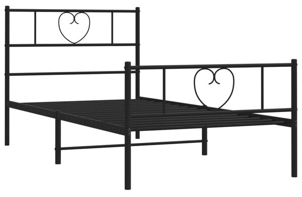 Metalni okvir kreveta uzglavlje i podnožje crni 90x190 cm - Crna / 90 x 190 cm