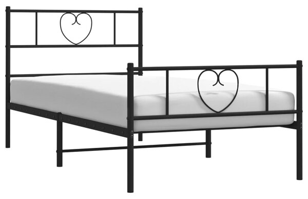 Metalni okvir kreveta uzglavlje i podnožje crni 90x190 cm - Crna / 90 x 190 cm