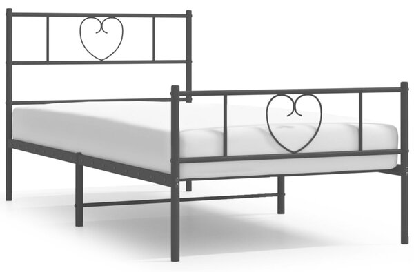 Metalni okvir kreveta uzglavlje i podnožje crni 90x190 cm - Crna / 90 x 190 cm