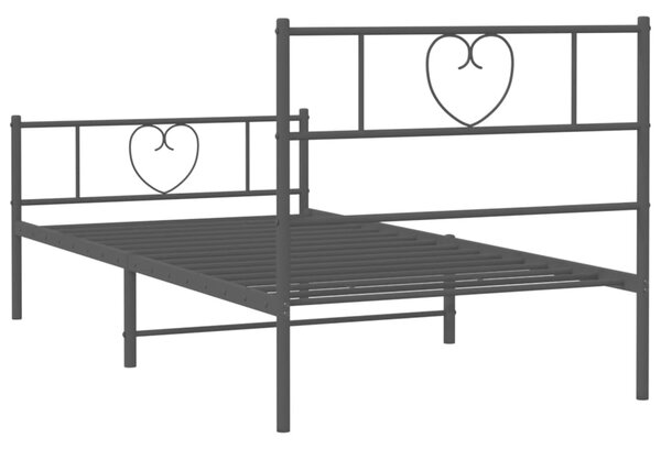 Metalni okvir kreveta uzglavlje i podnožje crni 90x190 cm - Crna / 90 x 190 cm