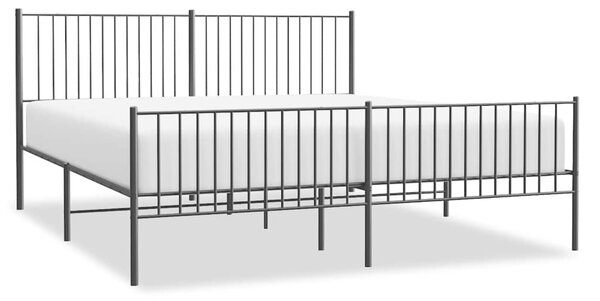 Metalni okvir kreveta uzglavlje i podnožje crni 193x203 cm - Crna / 193 x 203 cm