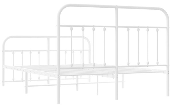 Metalni okvir kreveta uzglavlje i podnožje bijeli 140 x 190 cm - Bijela / 140 x 190 cm