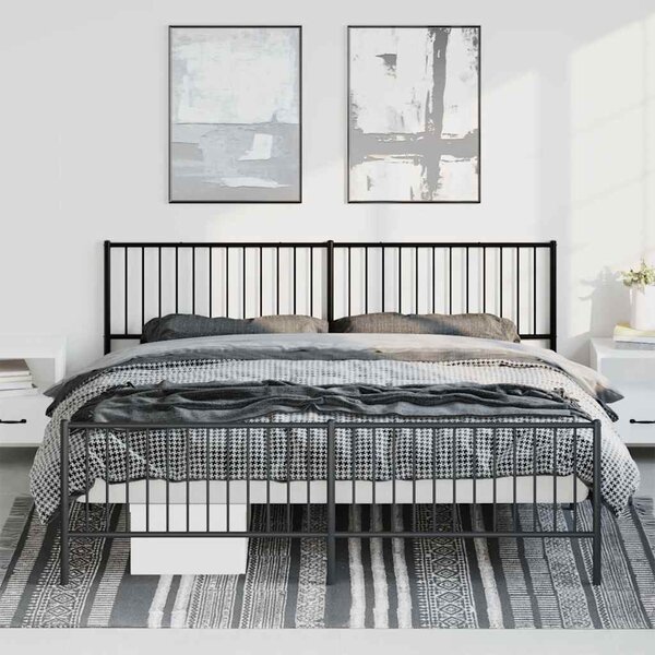 Metalni okvir kreveta uzglavlje i podnožje crni 193x203 cm - Crna / 193 x 203 cm