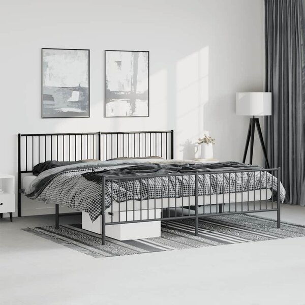 Metalni okvir kreveta uzglavlje i podnožje crni 193x203 cm - Crna / 193 x 203 cm