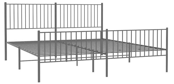 Metalni okvir kreveta uzglavlje i podnožje crni 193x203 cm - Crna / 193 x 203 cm