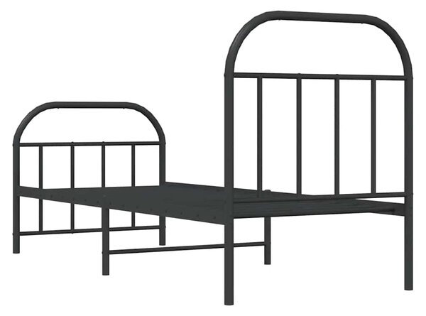 Metalni okvir kreveta uzglavlje i podnožje crni 75x190 cm - Crna / 75 x 190 cm