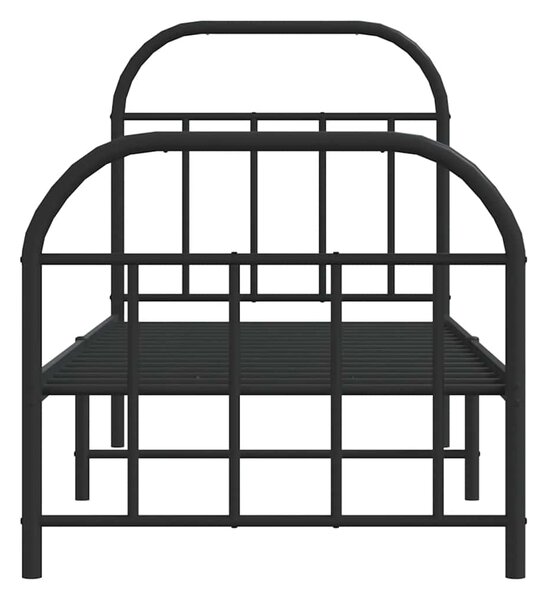 Metalni okvir kreveta uzglavlje i podnožje crni 75x190 cm - Crna / 75 x 190 cm