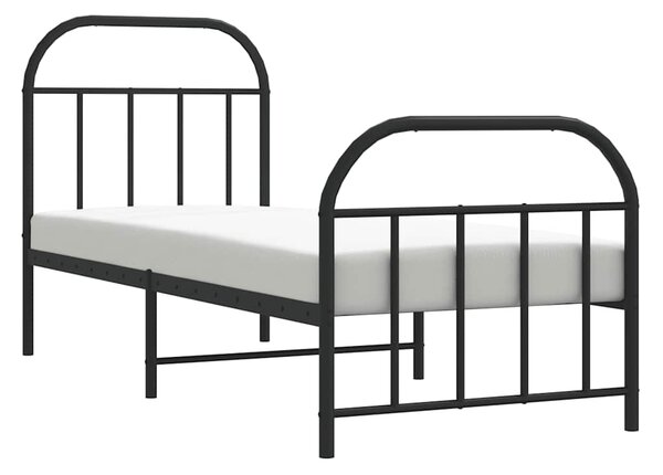 Metalni okvir kreveta uzglavlje i podnožje crni 75x190 cm - Crna / 75 x 190 cm