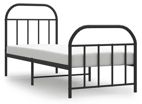 Metalni okvir kreveta uzglavlje i podnožje crni 75x190 cm - Crna / 75 x 190 cm