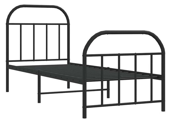 Metalni okvir kreveta uzglavlje i podnožje crni 75x190 cm - Crna / 75 x 190 cm
