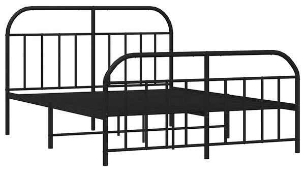 Metalni okvir kreveta uzglavlje i podnožje crni 150x200 cm - Crna / 150 x 200 cm