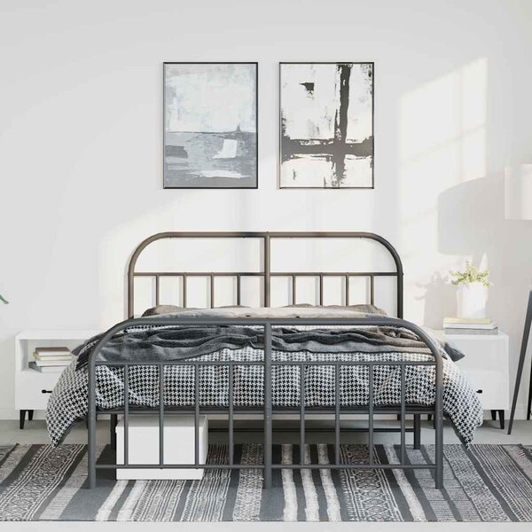 Metalni okvir kreveta uzglavlje i podnožje crni 150x200 cm - Crna / 150 x 200 cm