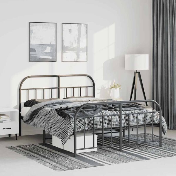 Metalni okvir kreveta uzglavlje i podnožje crni 150x200 cm - Crna / 150 x 200 cm