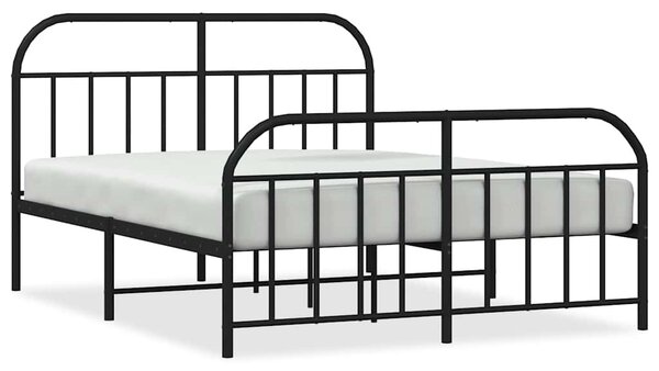 Metalni okvir kreveta uzglavlje i podnožje crni 150x200 cm - Crna / 150 x 200 cm