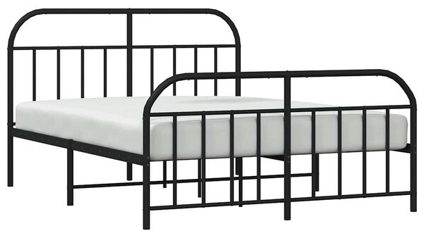 Metalni okvir kreveta uzglavlje i podnožje crni 150x200 cm - Crna / 150 x 200 cm