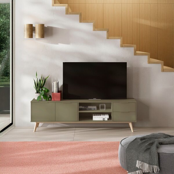 Zelena TV komoda u mat dekoru 180x53x40 cm Campus – Marckeric