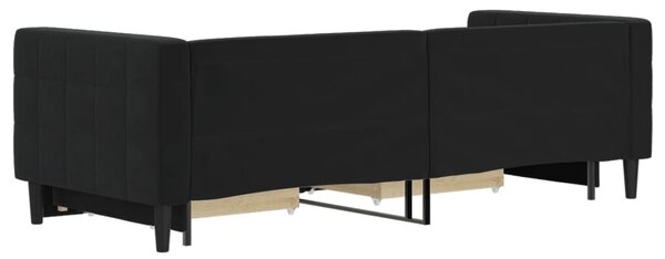 Dnevni krevet na razvlačenje s ladicama crni 80 x 200 cm baršun - Crna / 80 x 200 cm