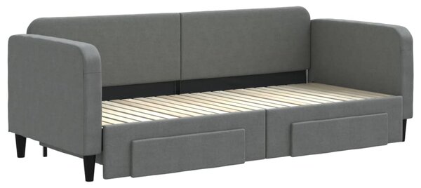 Dnevni krevet na razvlačenje i ladice tamnosivi 80x200 cm - Siva / 80 x 200 cm