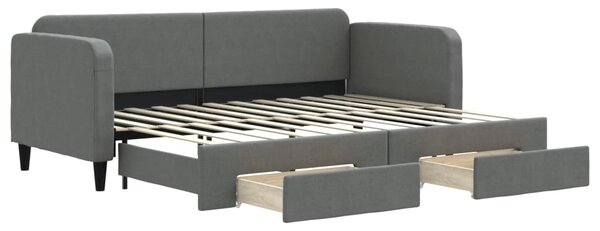 Dnevni krevet na razvlačenje i ladice tamnosivi 80x200 cm - Siva / 80 x 200 cm