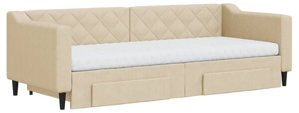 Dnevni krevet na razvlačenje s ladicama krem 80x200 cm tkanina - Krema / 80 x 200 cm